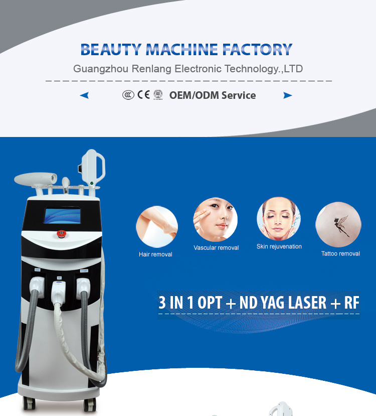 Powerful Opt IPL RF ND YAG Laser Hair Remove Machine