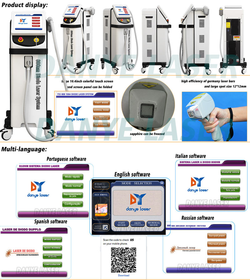 High-Powered Soprano 808 755 1064 Diode Laser Shaving Machine