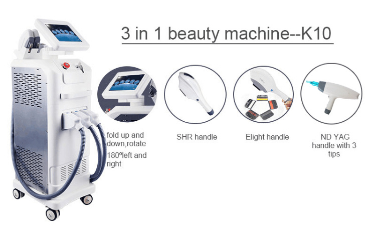 2021 Vertical Shr IPL RF Elight ND YAG Laser Beauty Machine