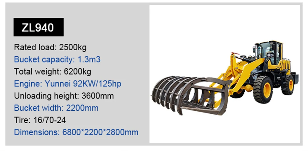 Multifunction Compact 5t Mini Wheel Loader with 4 In1 Bucket for Farm