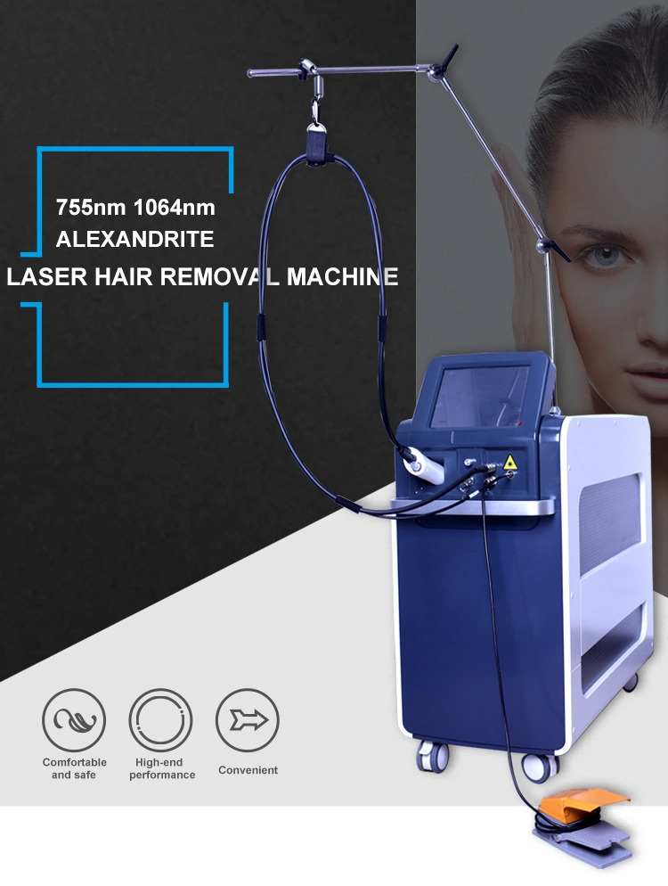 Alexandrite Laser 755 for Permanent Hair Removal 755nm+1064nm Diode Laser Hair Removal Machine