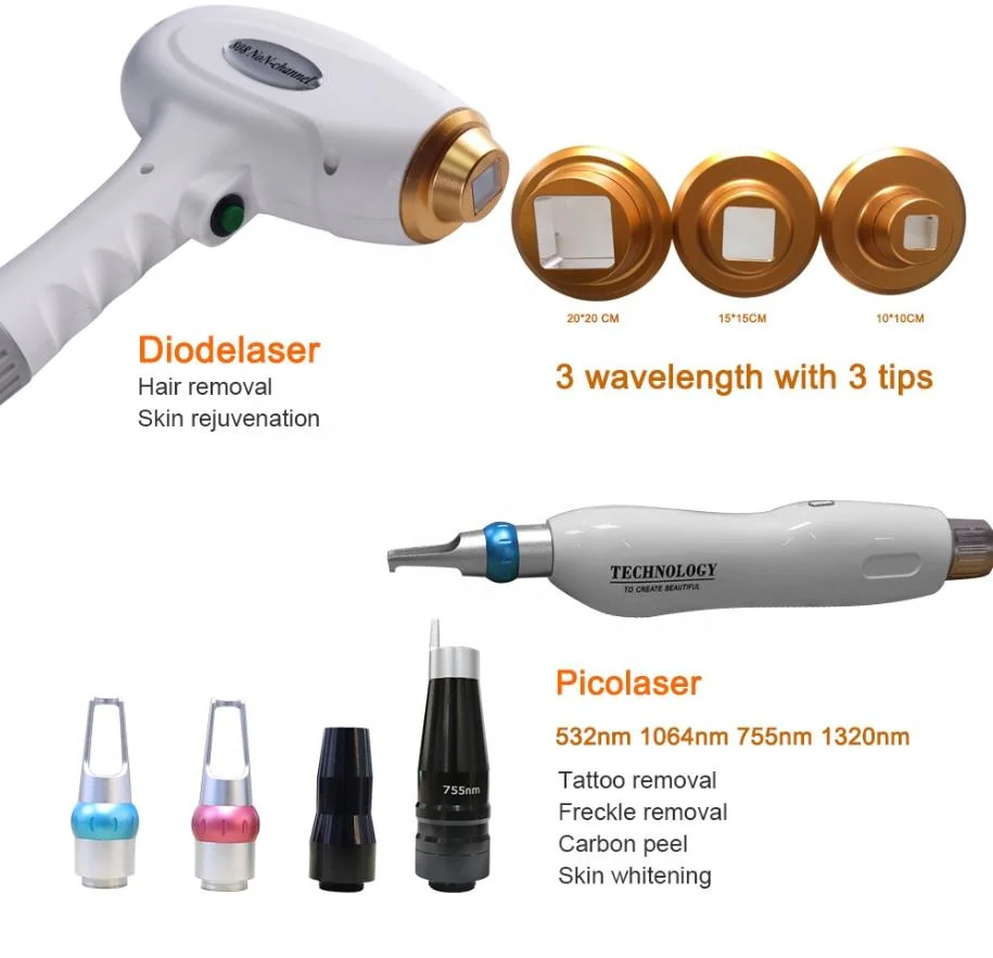 High Quality 3wave Hair Removal Diode Laser and Picosecond Yd Removal Tattoo Machine