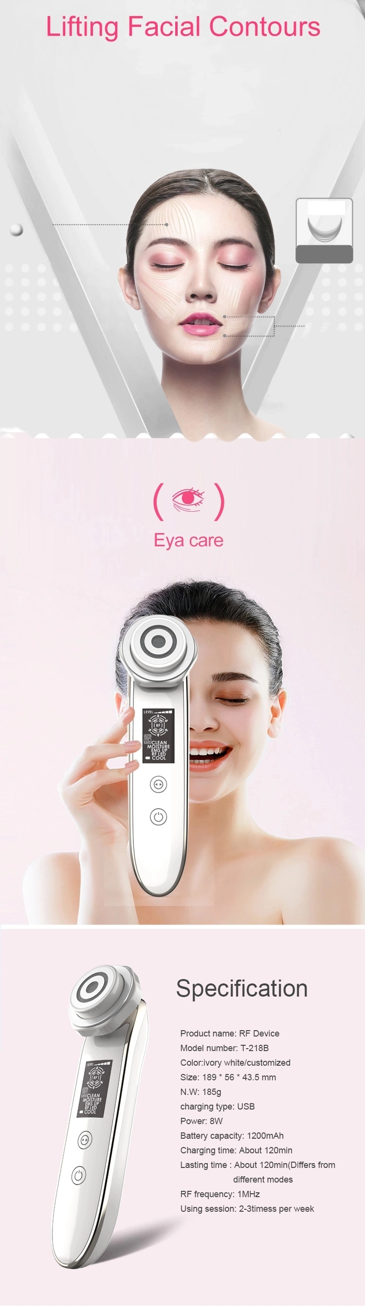 Multifunction Home Use Cleansing RF Beauty Facial Device