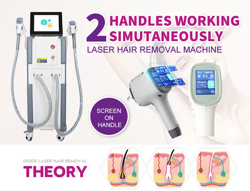 Laser Hair Removal Two Diode Laser 808 Handles Easy Operate Legs Hair Remove Permanently Flawless