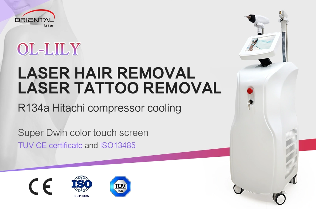 CE Approved 2 in 1 Multifunction Diode Laser Hair Removal ND YAG Laser Tattoo Removal Machine