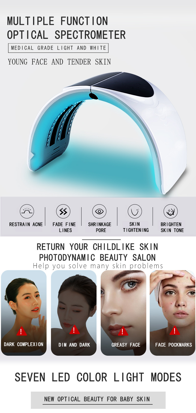 Beauty RF Facial Light Therapy Beauty Device for Skin Care