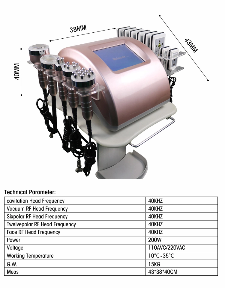 6 in 1 RF Cavitation Laser Lipolaser Slimming Machine Wholesale