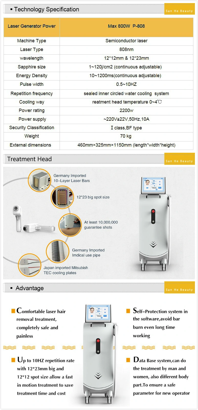 Soprano Ice Laser 808nm Diode Hair Removal Medical Laser