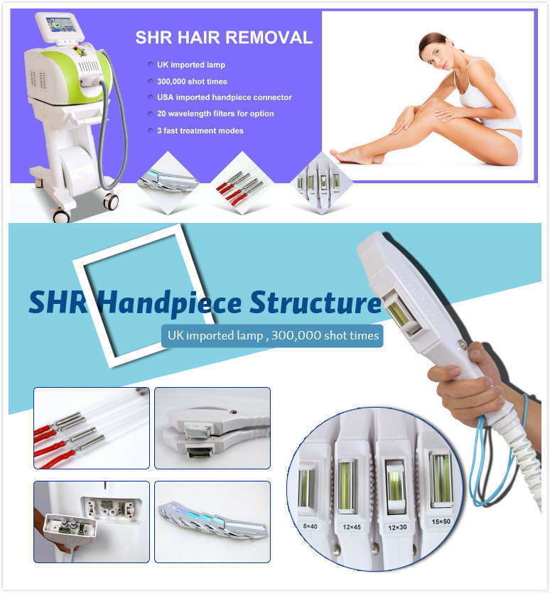 2 Handles Depilacion IPL Shr Laser Hair Removal Beauty Salon Equipment