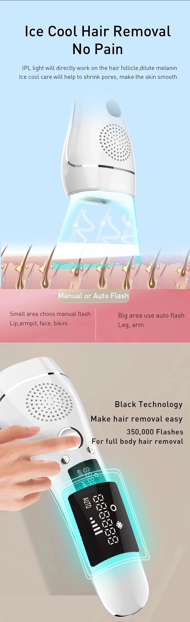 2021 Permanent Painless Laser IPL Hair Remover