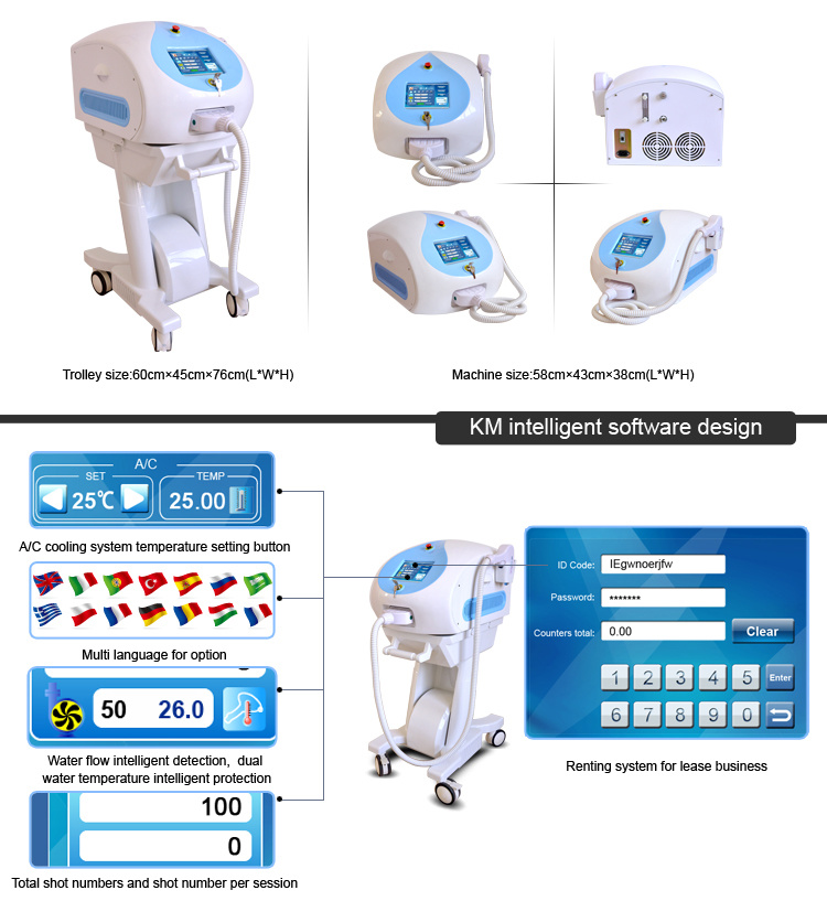 TUV Diode Laser Hair Removal Machine with Dilas Laser Diode Bar