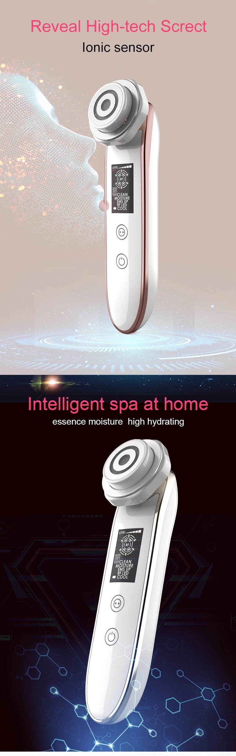 Multifunction Home Use Cleansing RF Beauty Facial Device