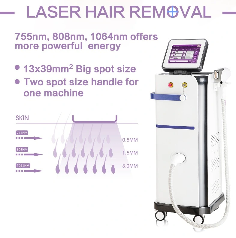 Professional Diode Laser 755 808 1064 Diode Laser 3 Wavelength Alexsandrite Laser Hair Removal