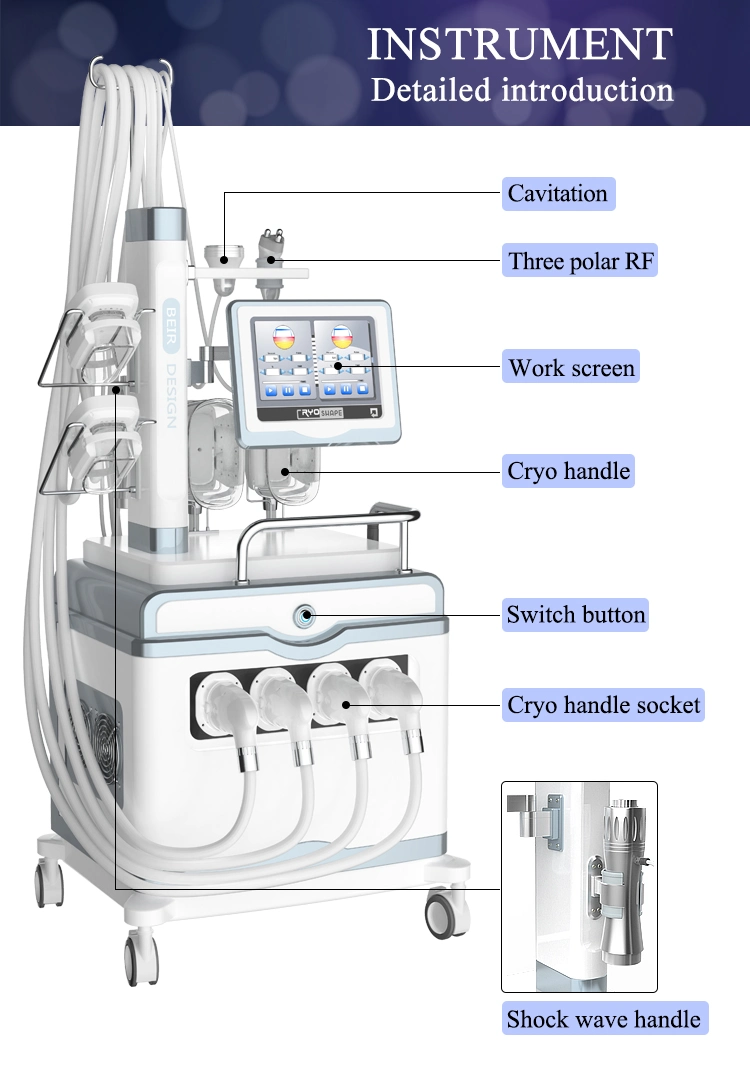 Multifunction Cryolipolysis Vacuum RF Body Slimming Cavitation RF Shock Wave Skin Tightening Beauty Equipment