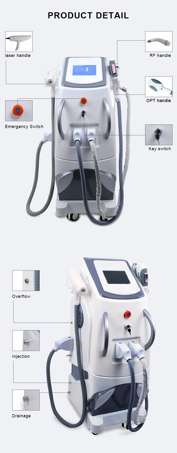 Multifunctional Beauty Device 3 in 1 Opt IPL Laser Tattoo Hair Removal Machine