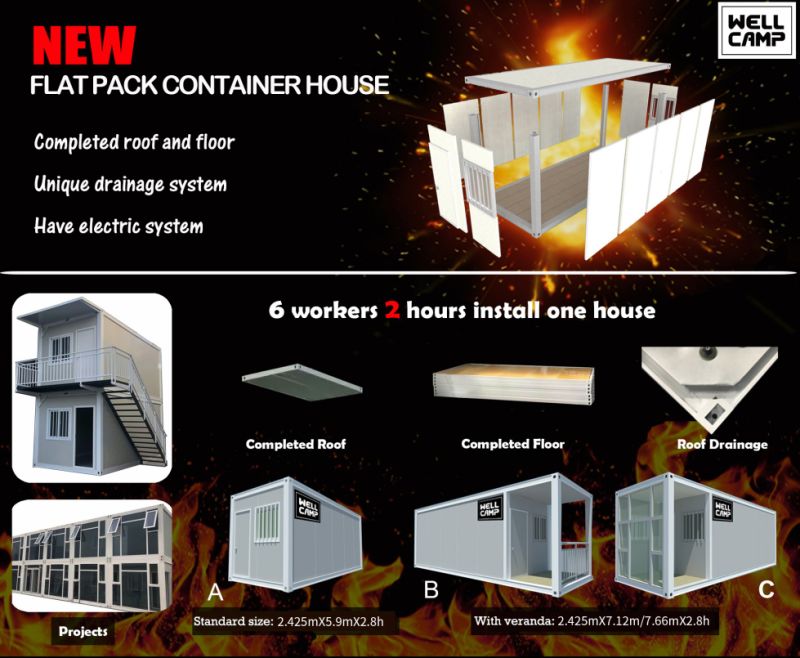 USA Germany Standard Prefab Flat Pack Container House /Labor Camp/ Container Hotel