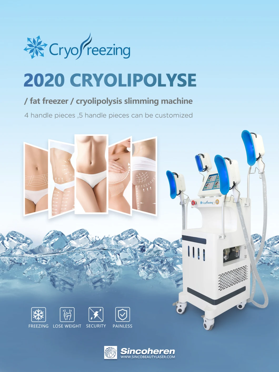 Cryolipolysis Cool Body Shaping Slimming Fat Freezing Machine 4 Handles Cryolipolysis