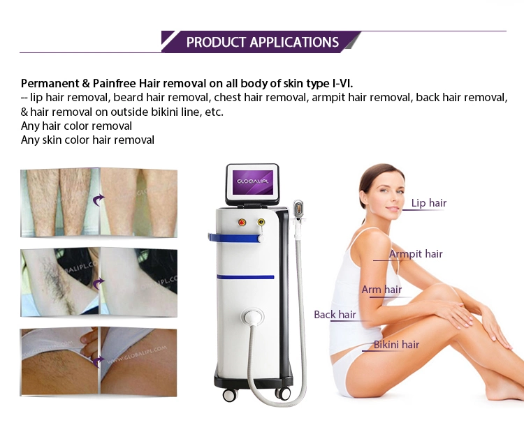 Professional Diode Laser 755 808 1064 Diode Laser 3 Wavelength Alexsandrite Laser Hair Removal