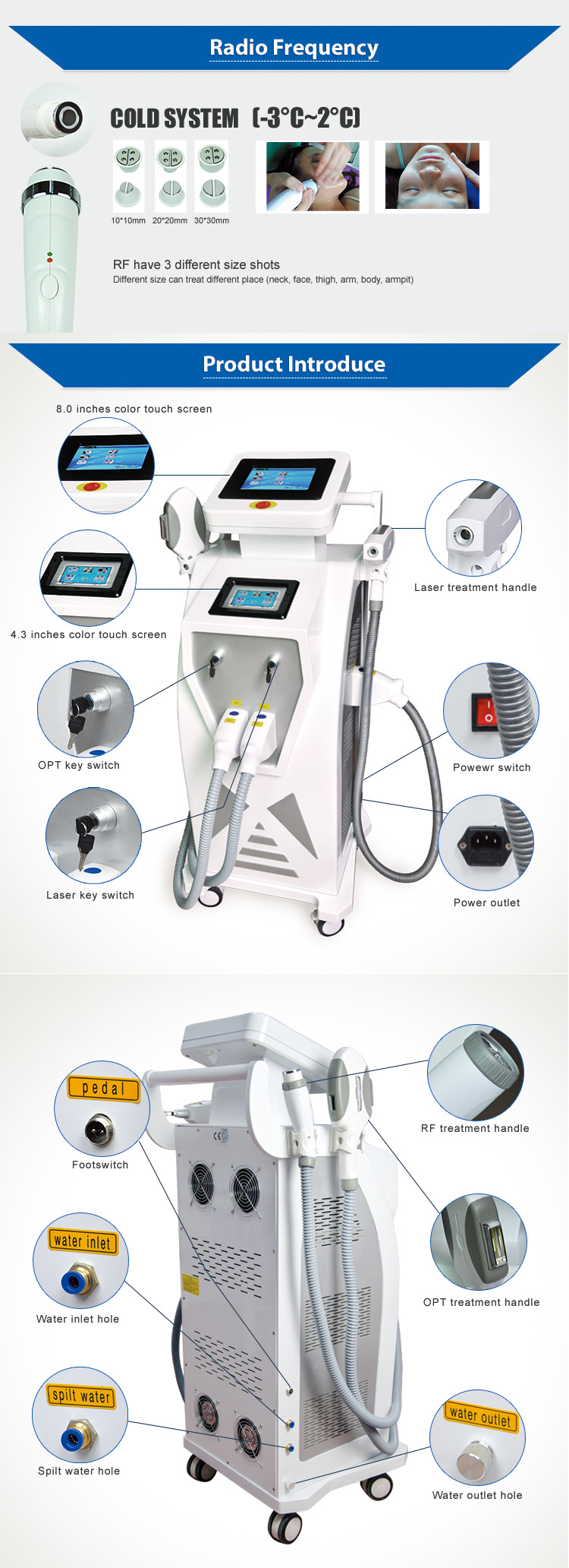 IPL Face Rejuvenation Elight (IPL +RF) RF ND YAG Multi Laser Hair Laser Removal Machine