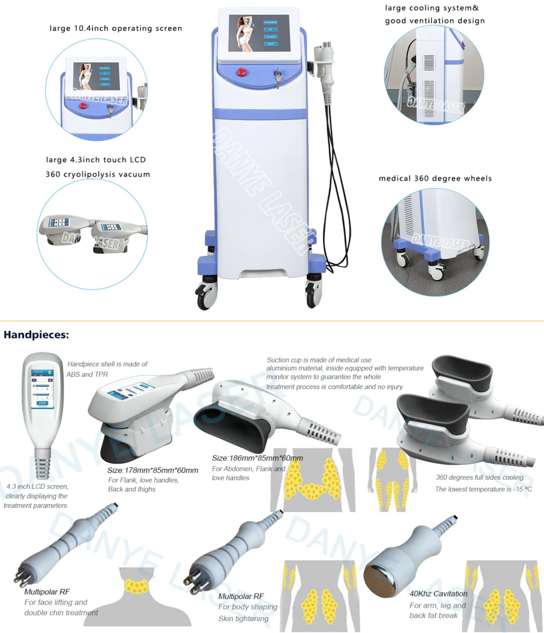 360 Cryotherapy Fat Loss Body Shaping Equipment Lipolaser Cavitation RF Cryo Slimming Machine