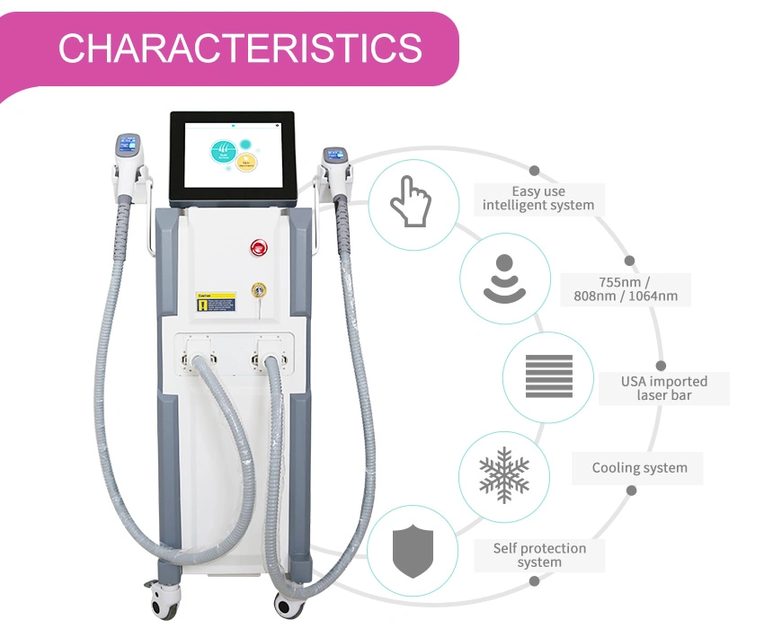 Laser Hair Removal Two Diode Laser 808 Handles Easy Operate Legs Hair Remove Permanently Flawless