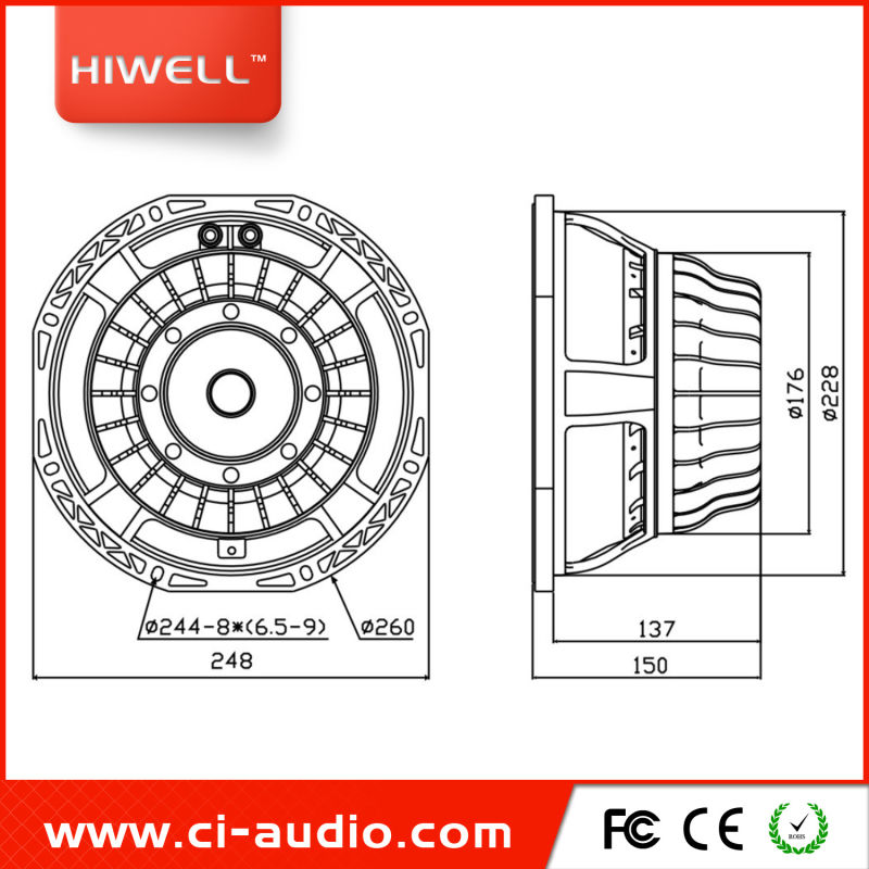 Professional Powered Speaker 10'' Neodymium Midbass 1200 Watt Loudspeaker