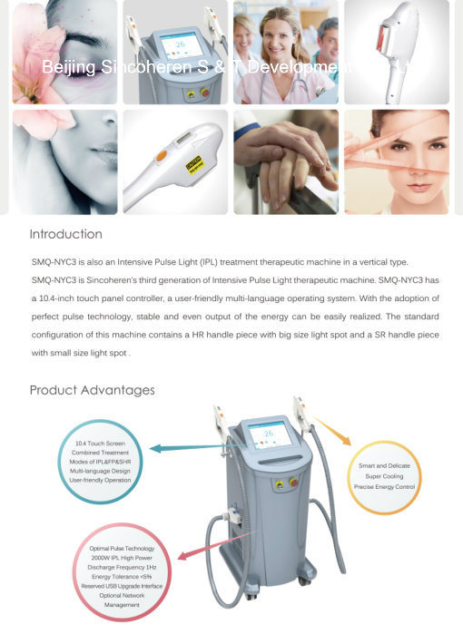 Two Handles IPL Shr / Shr Opt Hair Removal Machine with FDA Approved