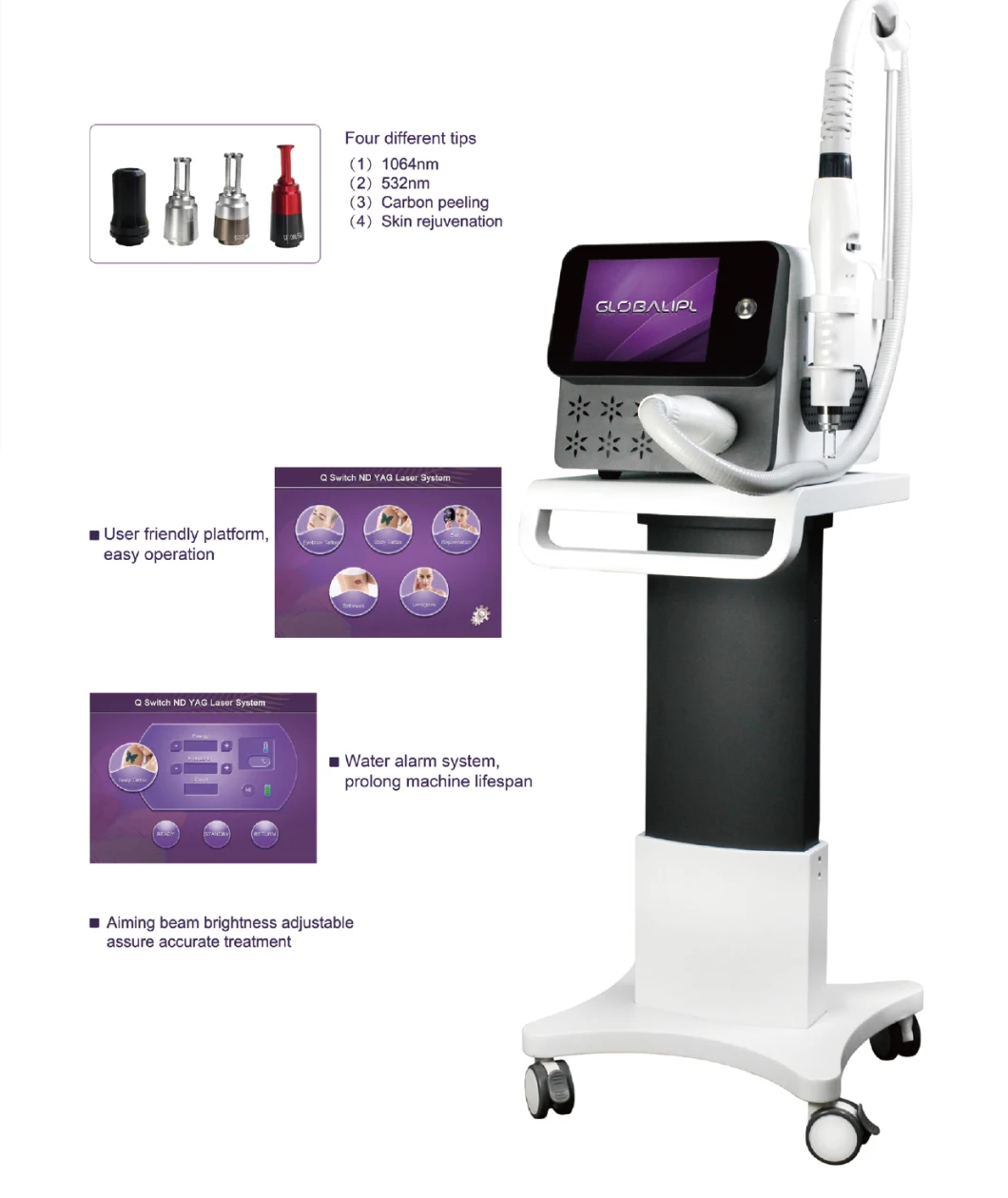 Portable ND YAG Remove Tattoo Laser/Skin Whitening Laser Machine/Laser Skin Spot Removal Machine