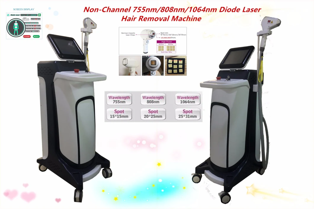 Most Effective 755nm 808nm 1064nm Diode Laser Painless Hair Removal Beauty Machine