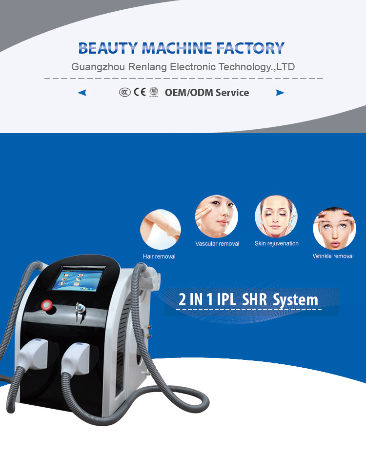 Double Handle Opt System Opt / IPL Shr Hair Removal Machine