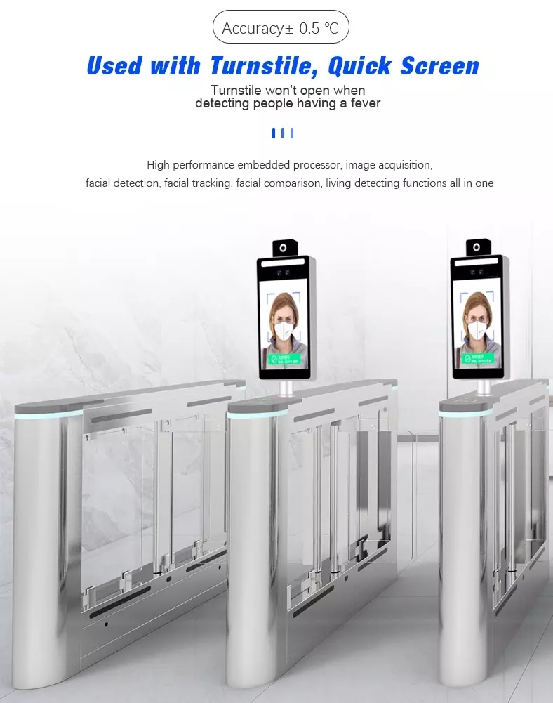 8 Inch Human Body Temperature Measurement Intelligent Face and Mask Recognition Kiosk