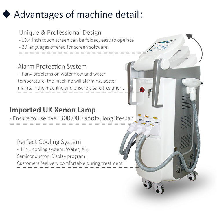 IPL Opt Shr Korea Laser Hair Remover / ND YAG Laser Tattoo Removal Machine