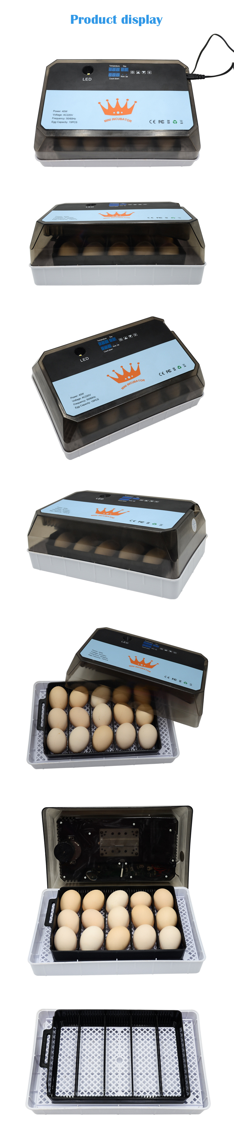 New Design Multi-Function Automatic 15 Chicken Mini Egg Incubator