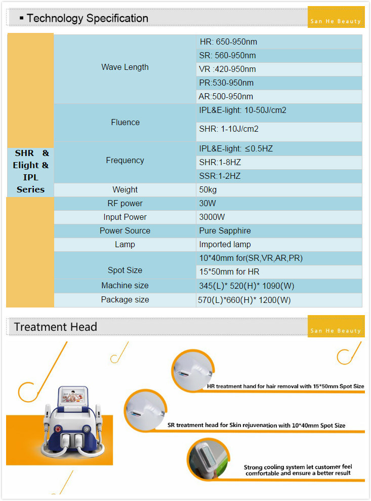 Beauty Clinic Popular Elight Shr/IPL Laser Hair Removal Machine