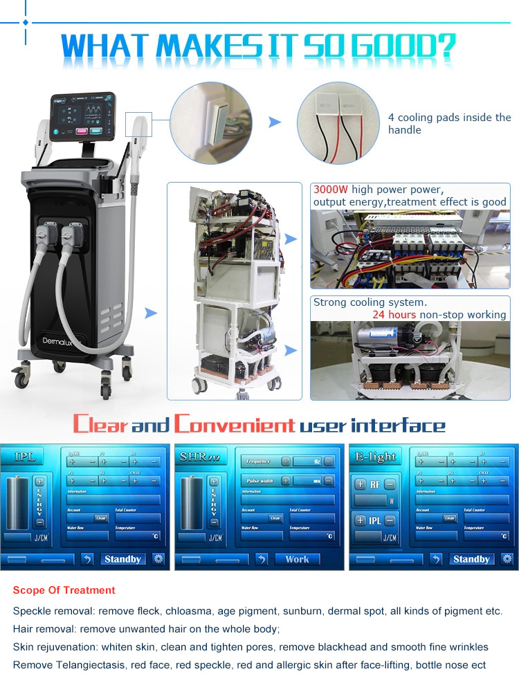 3000W Perfect Cooling 3 in 1 E-Light Shr Laser Korea IPL Machine