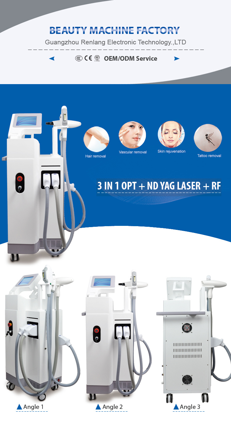 Multifunctional RF+E-Light Shr Opt ND YAG Laser Hair Removal Machine
