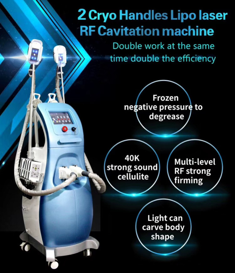 2 Cryo Handles Cryolipolysis RF Cavitation Criolipoliza Body Slimming Machine