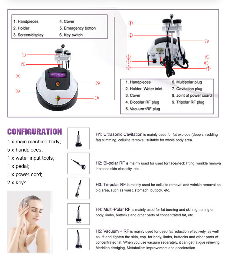 Multifunction Ultrasound Cavitation RF Slimming Beauty Machine