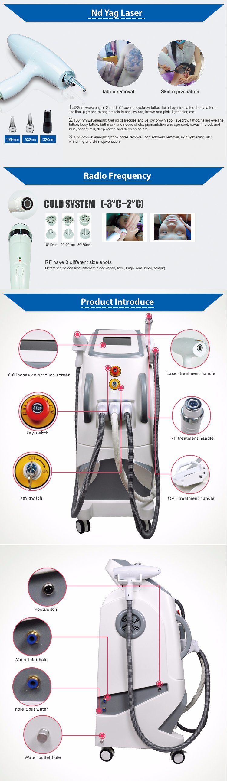 IPL Laser Multifunction Machine with RF for Skin Lifting