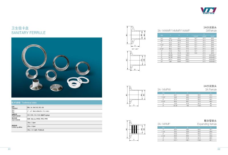 Hygienic Ferrule Sanitary Stainless Steel Welding Ferrule 14wmp 14mmp 14AMP&#160; Clamp Ferrule &#160;