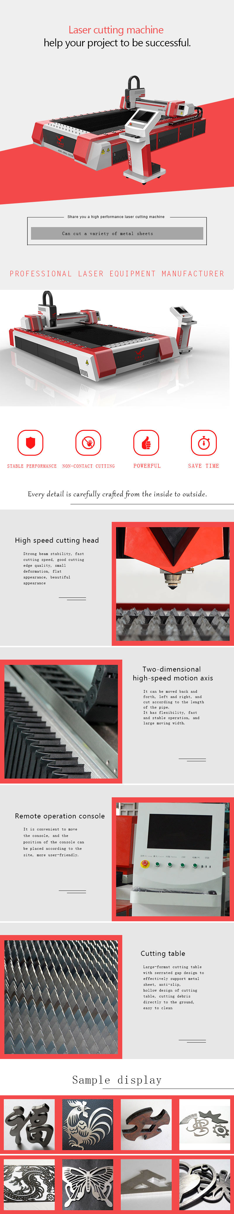 1000W Fiber Laser Cutting Machine for Carbon Steel