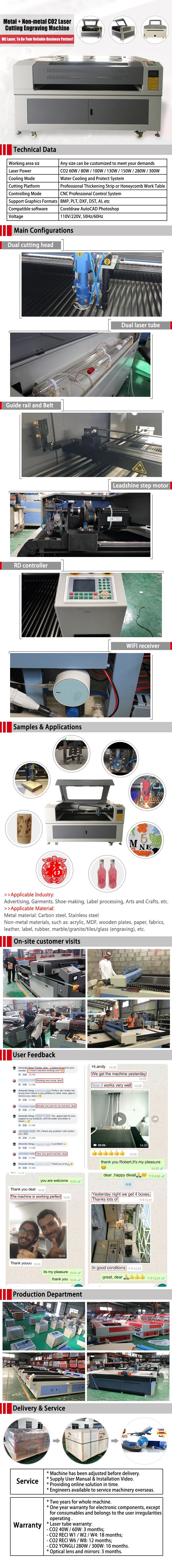 Mixed Head CO2 CNC Laser Cutting and Engraving Machine for Metal and Non Metal