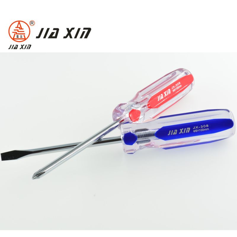 5mm*75mm-300mm CRV Material Satin Nickel Transparent Handle Cross/Head Screwdriver