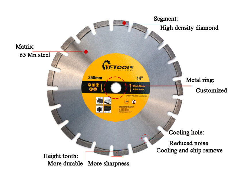 350mm Laser Welded Diamond Cutting Disc Granite Stone Saw Blade