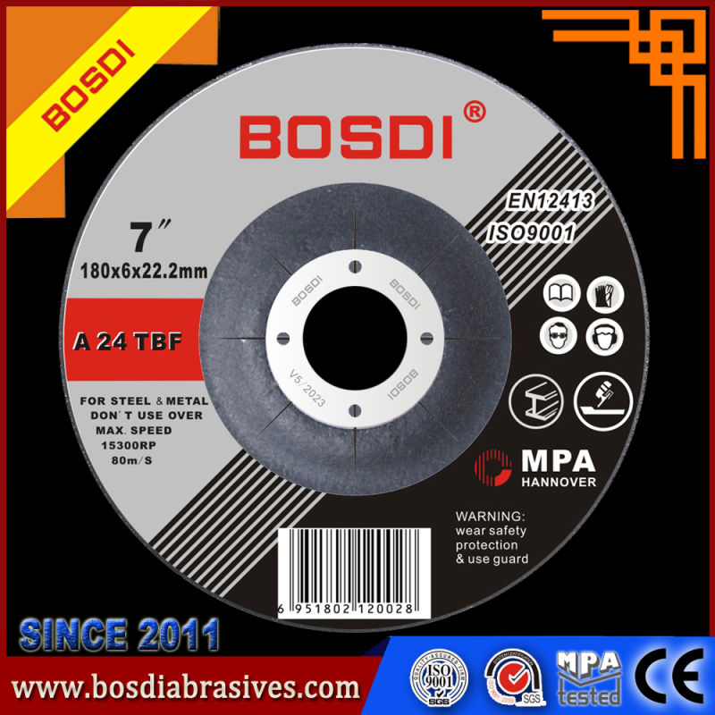 7" Inch Depressed Center Grinding Wheel for Metal and Inox, Grinding Disc