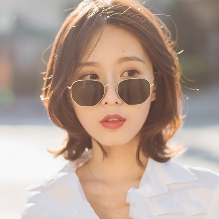 Metal Polygon Sunglasses Small Frame Ocean Sheet Sunglasses