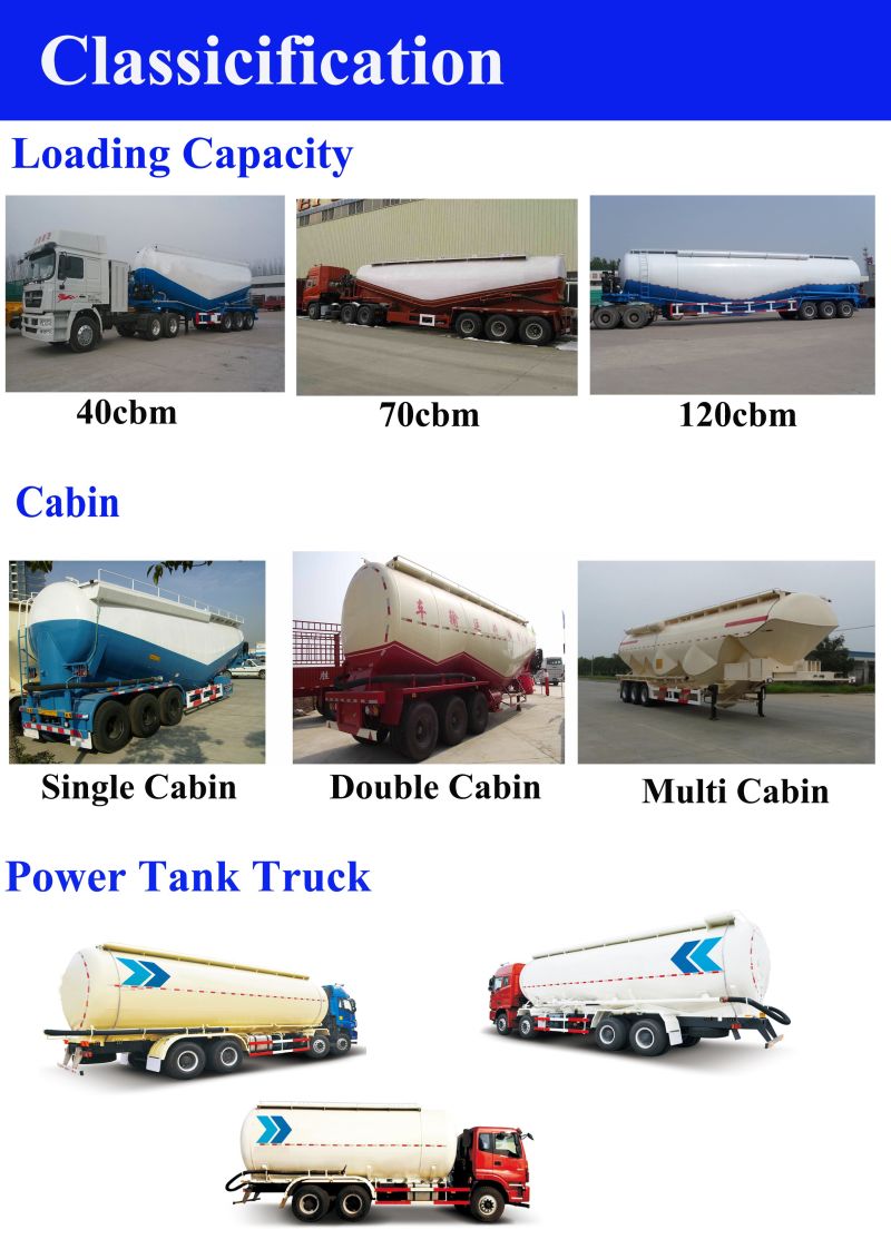 3-Axle 55cbm Heavy Duty Bulk Cement Tank Semi-Trailer