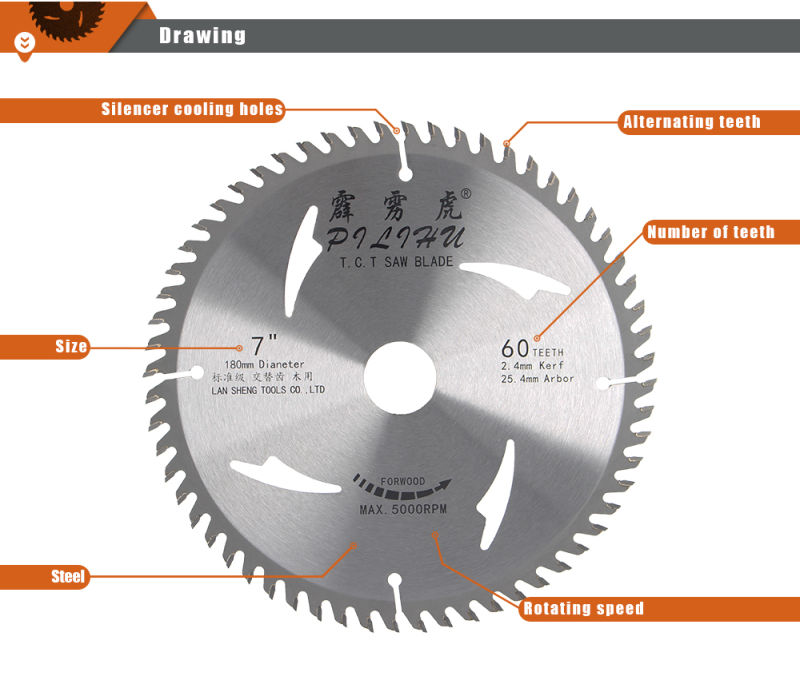 180mm Cutting Disc Blade Tct Saw Blade for Woodworking