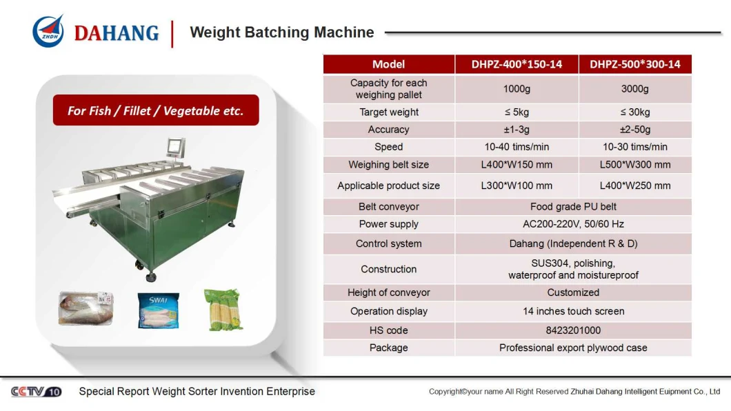 Fillet Weight Batching Machine with Flapper Rejector