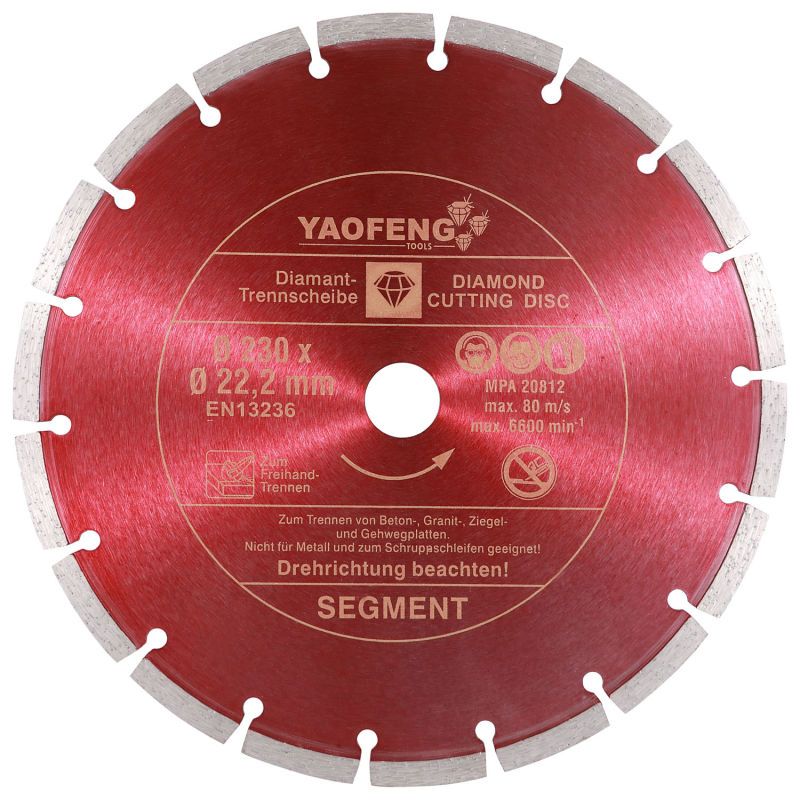 180 mm Diamond Segmented Cutting Disc for Granite Marble Cutting